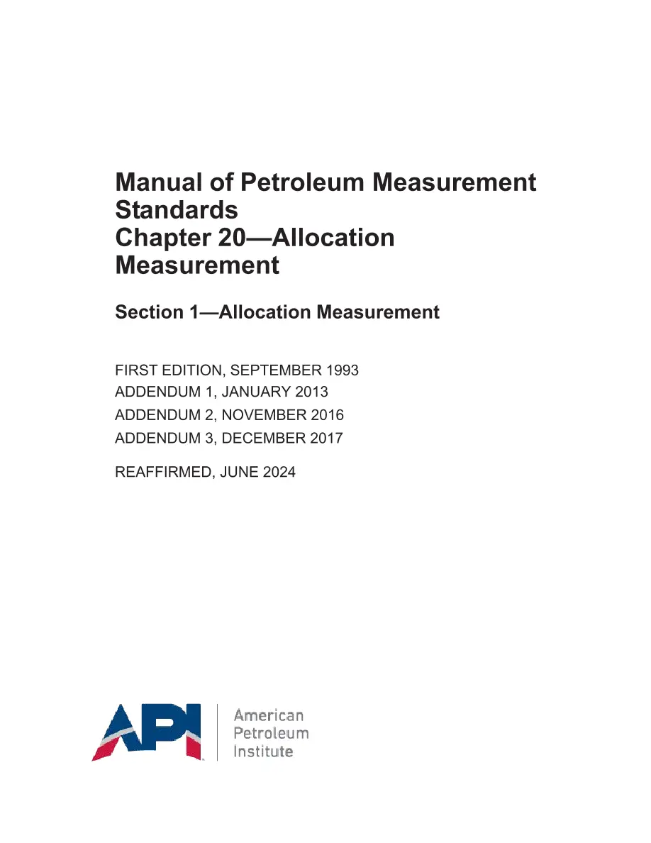 API MPMS Chapter 20.1 (R2024) API MPMS Chapter 20.1 (R2024) pdf
