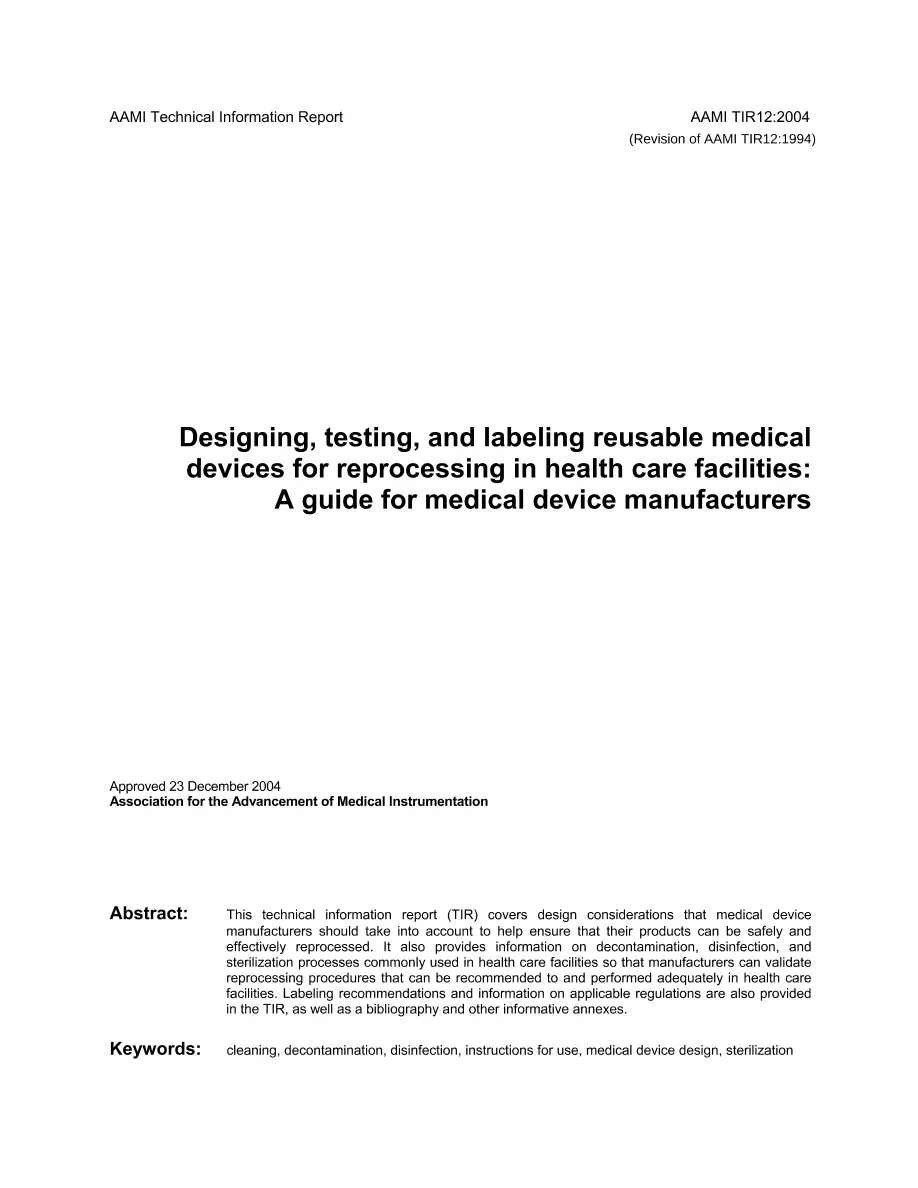 AAMI TIR12:2004 AAMI TIR12:2004 pdf