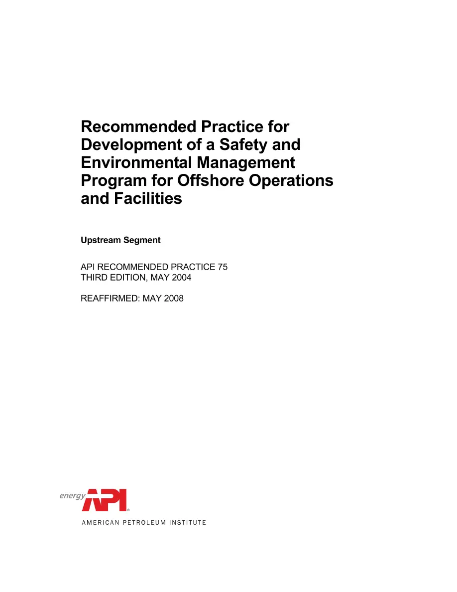 API RP 75 (R2013) API RP 75 (R2013) pdf