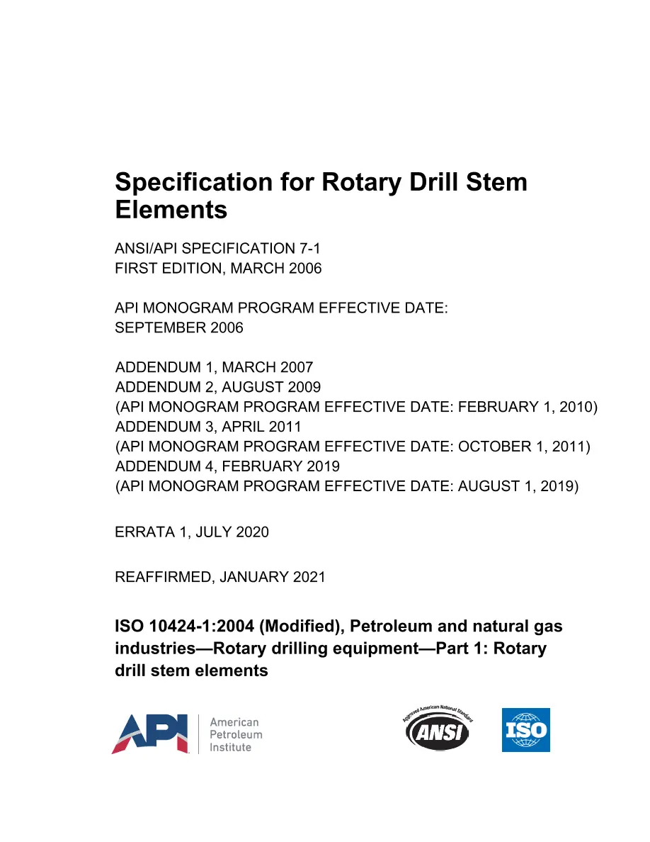 API Spec 7-1 (R2021) API Spec 7-1 (R2021) pdf