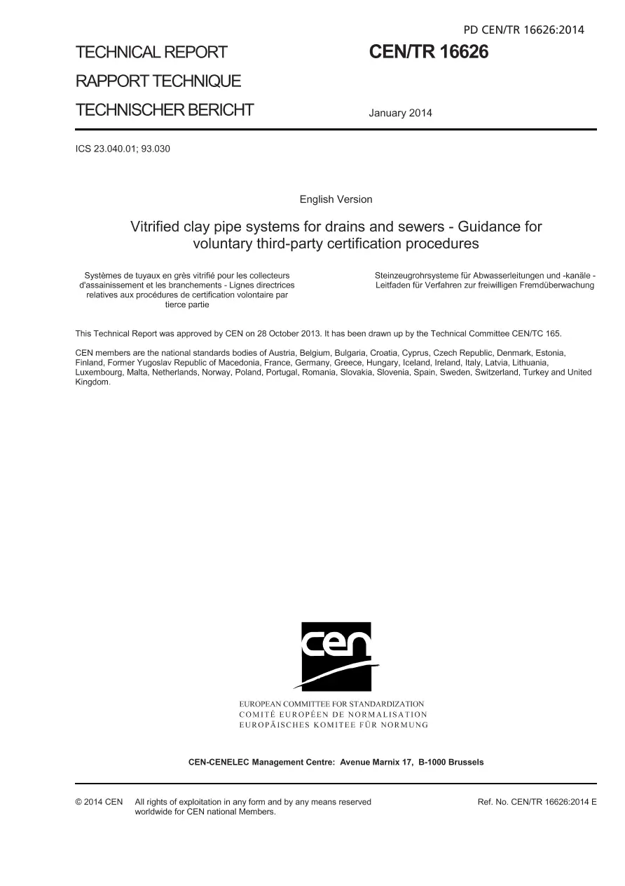 BS PD CEN/TR 16626:2014 BS PD CEN/TR 16626:2014 pdf
