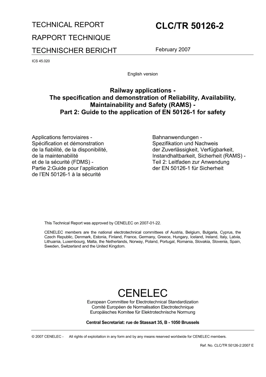 BS PD CLC/TR 50126-2:2007 BS PD CLC/TR 50126-2:2007 pdf