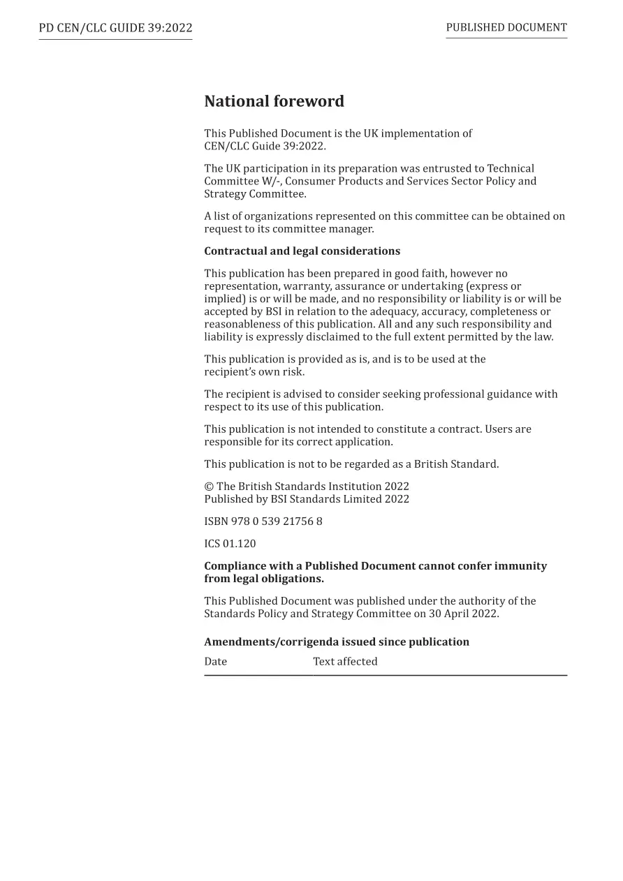 BS PD CEN/CLC GUIDE 39:2022 pdf