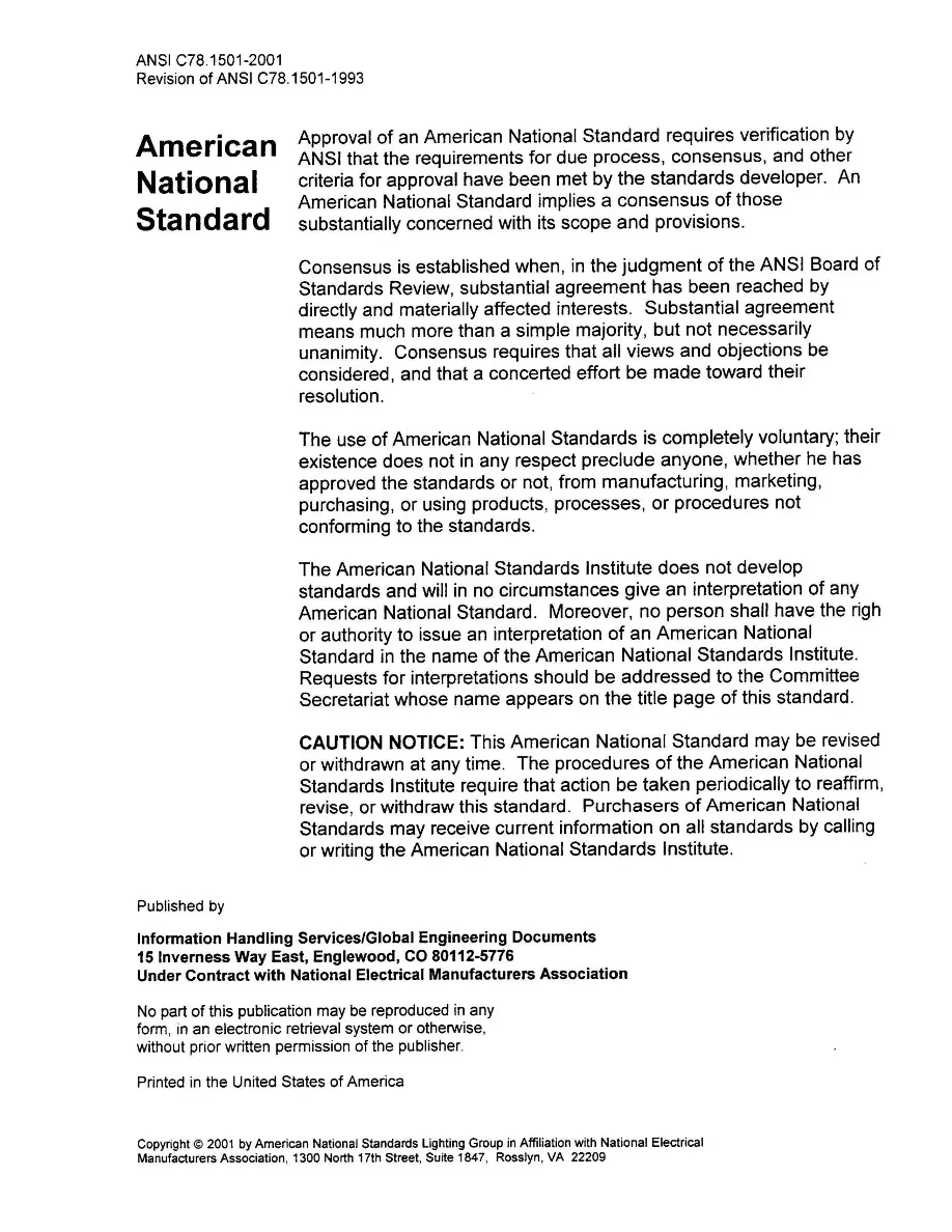 ANSI C78.1501-2001 pdf