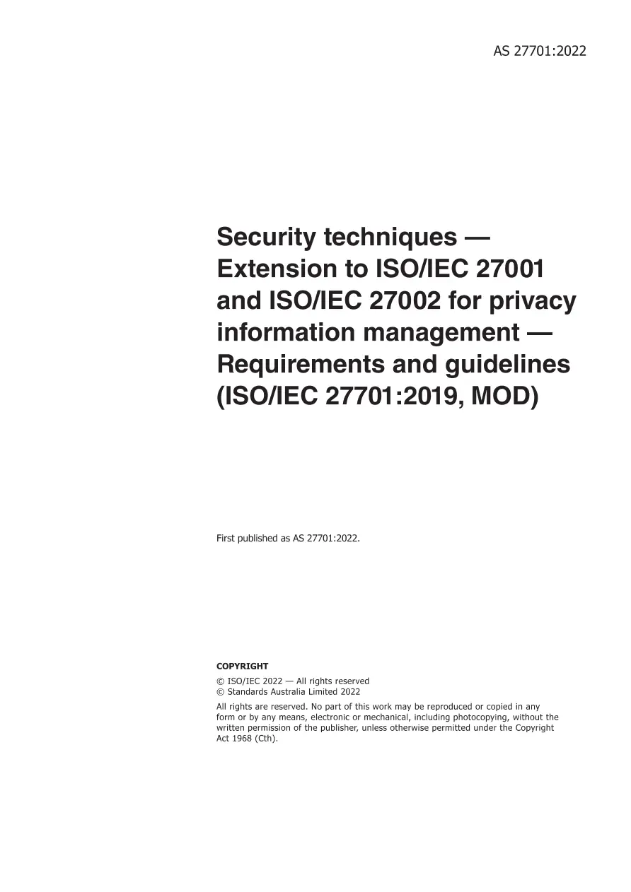 AS 27701:2022 AS 27701:2022 pdf