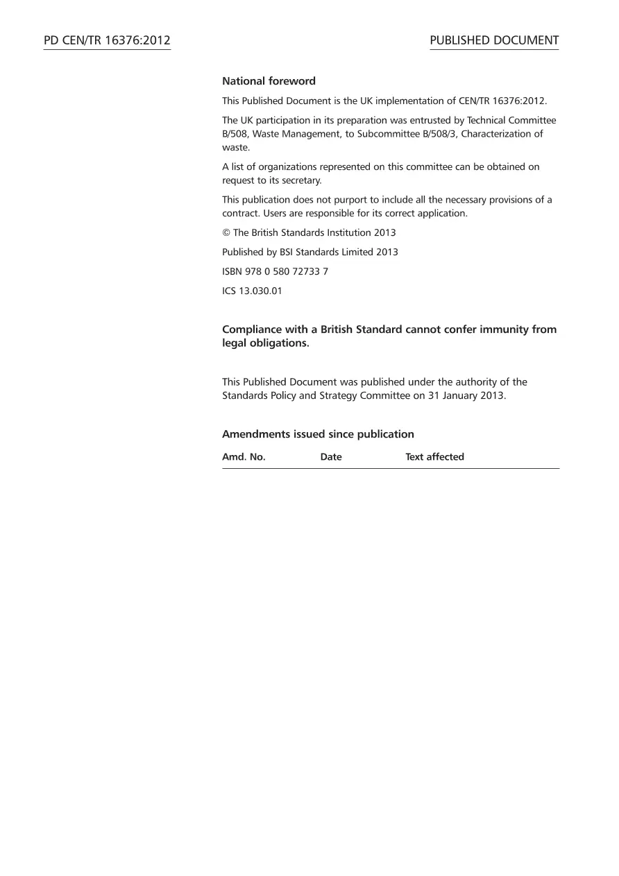BS PD CEN/TR 16376:2012 pdf