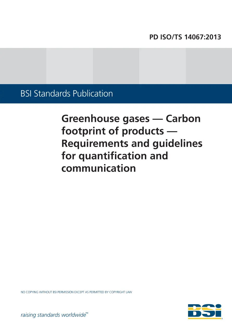 BS PD ISO/TS 14067:2013 BS PD ISO/TS 14067:2013 pdf