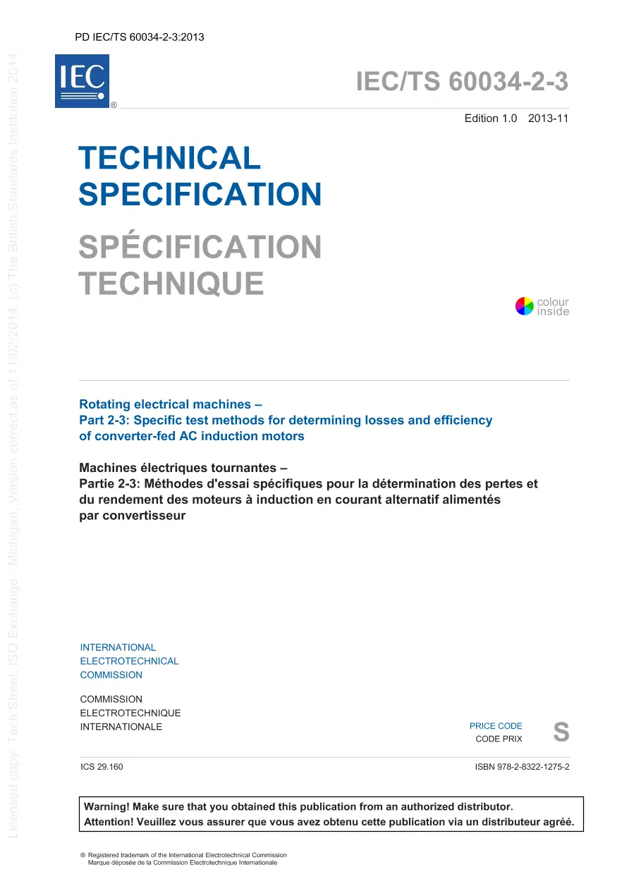 BS PD IEC/TS 60034-2-3:2013 pdf