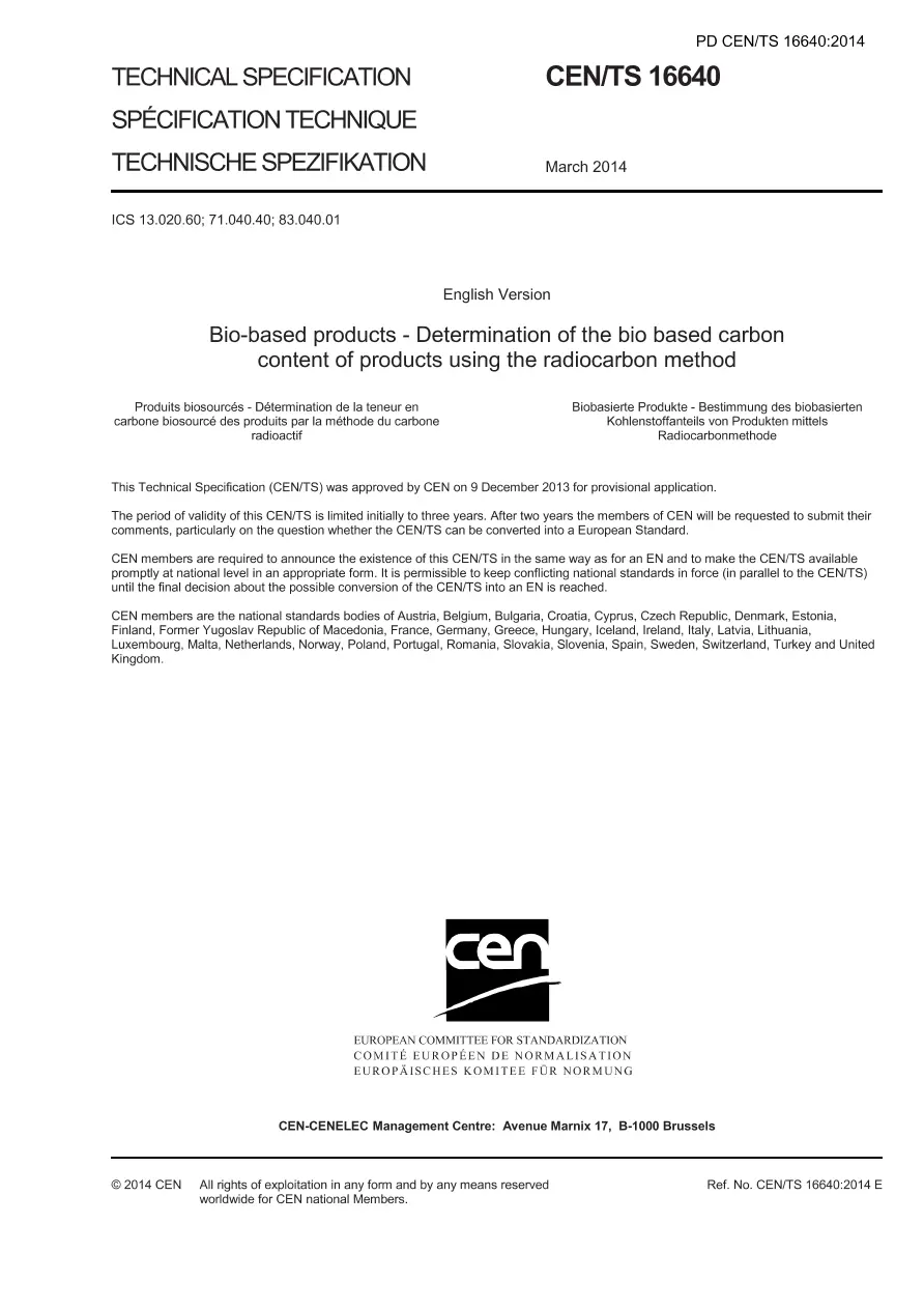 BS PD CEN/TS 16640:2014 BS PD CEN/TS 16640:2014 pdf