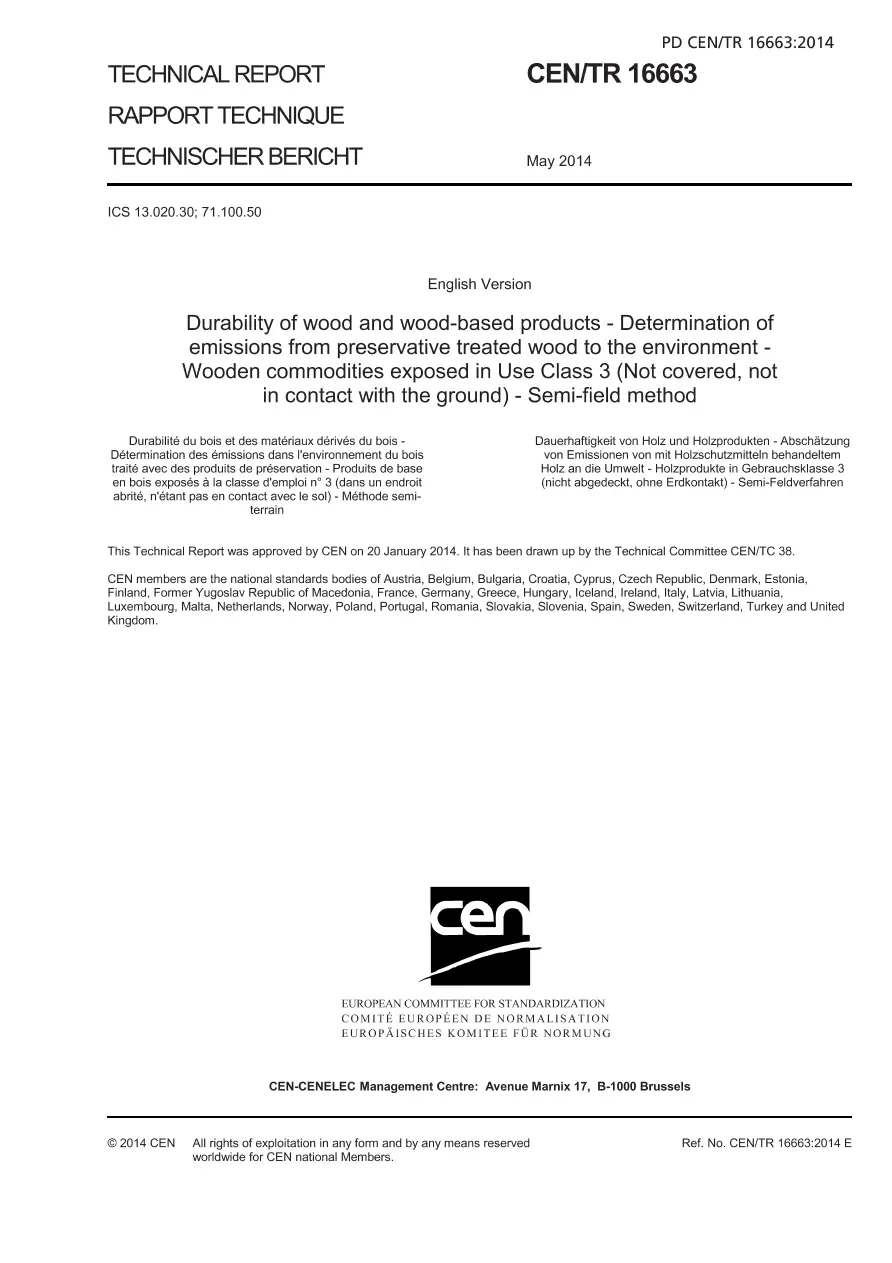 BS PD CEN/TR 16663:2014 BS PD CEN/TR 16663:2014 pdf