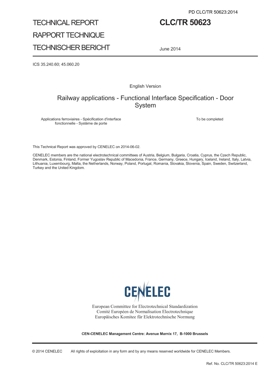 BS PD CLC/TR 50623:2014 pdf