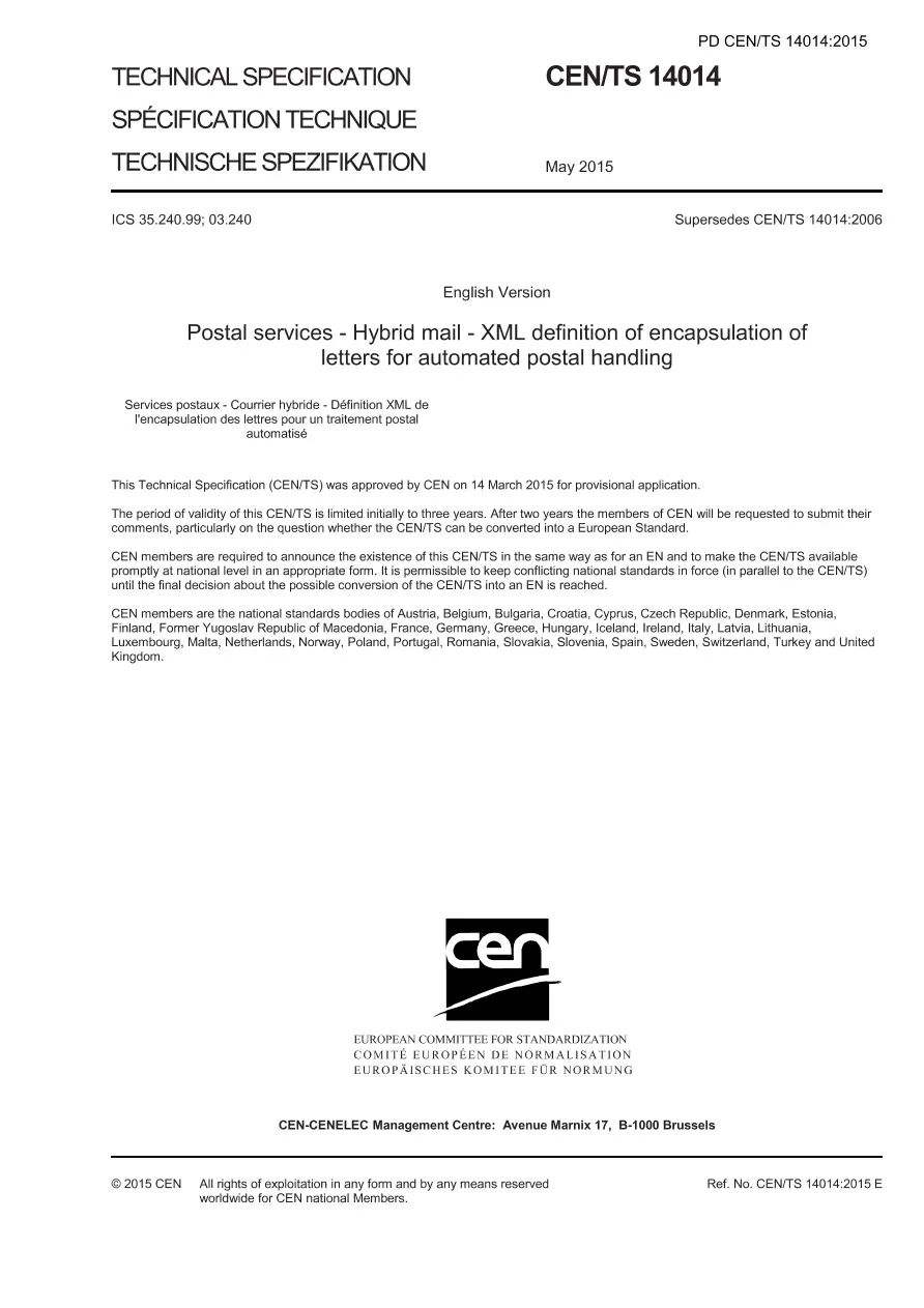 BS PD CEN/TS 14014:2015 BS PD CEN/TS 14014:2015 pdf