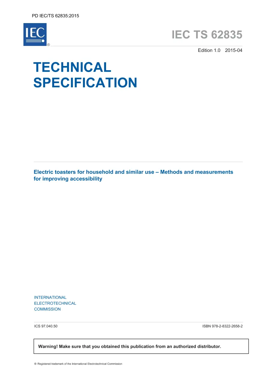 BS PD IEC/TS 62835:2015 BS PD IEC/TS 62835:2015 pdf