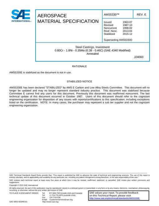 SAE AMS5330E SAE AMS5330E pdf