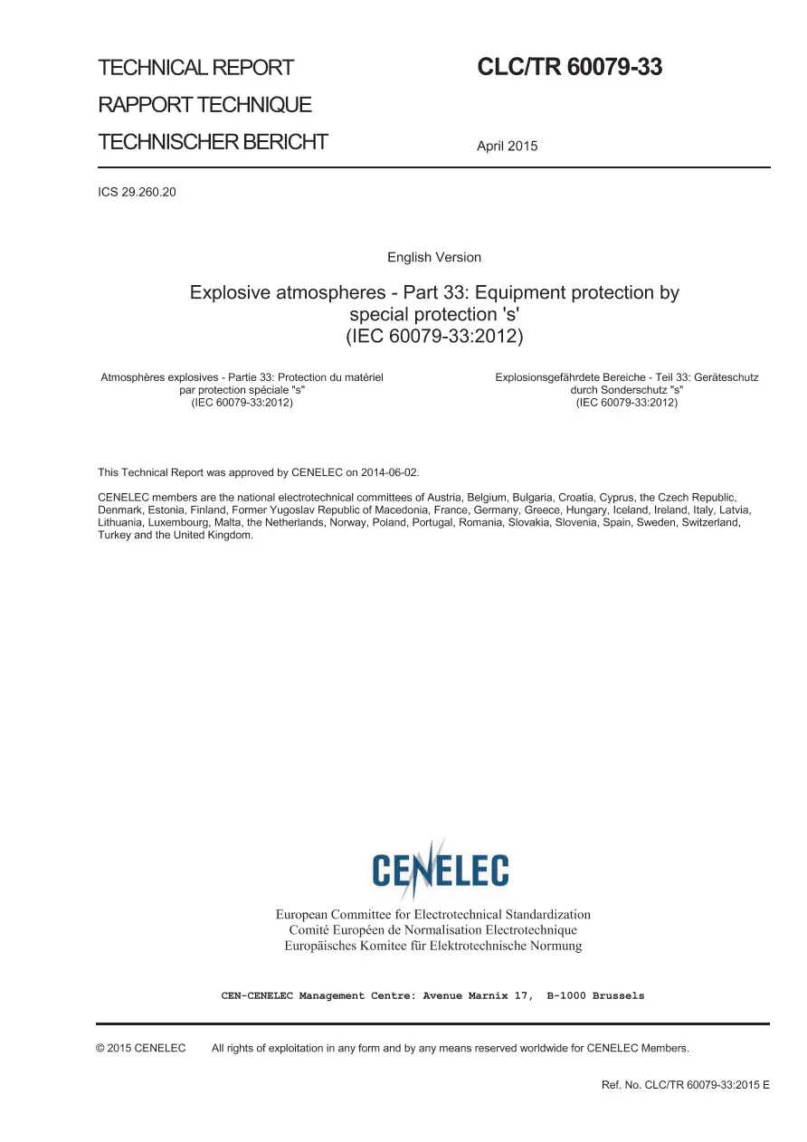 BS PD CLC/TR 60079-33:2015 BS PD CLC/TR 60079-33:2015 pdf