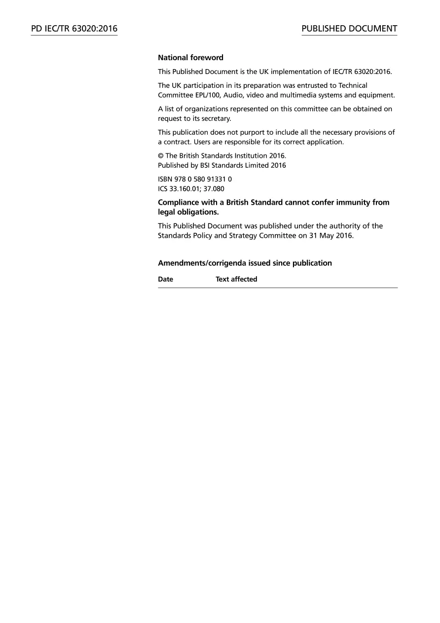 BS PD IEC/TR 63020:2016 pdf