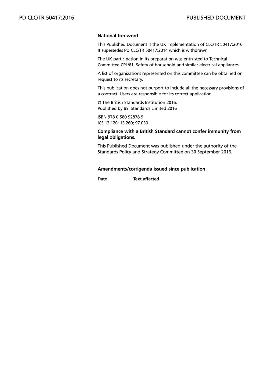 BS PD CLC/TR 50417:2016 BS PD CLC/TR 50417:2016 pdf
