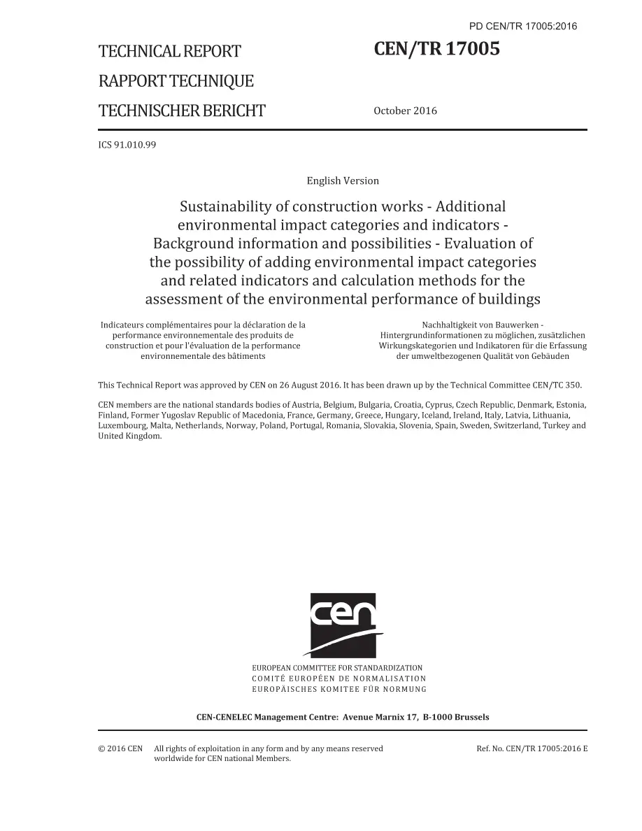 BS PD CEN/TR 17005:2016 BS PD CEN/TR 17005:2016 pdf