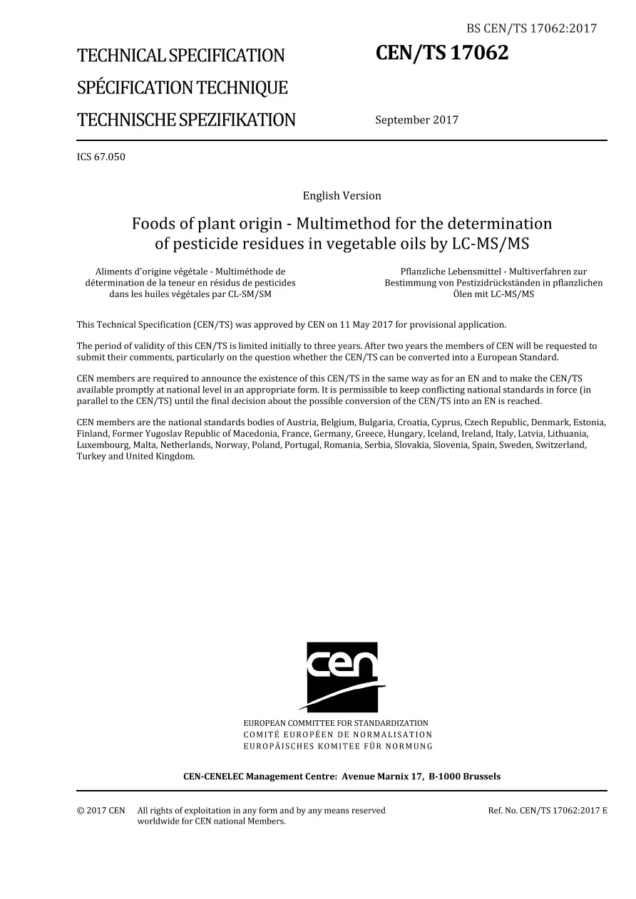 BS CEN/TS 17062:2017 BS CEN/TS 17062:2017 pdf