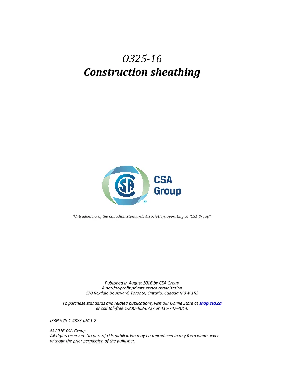 CSA O325-16 CSA O325-16 pdf