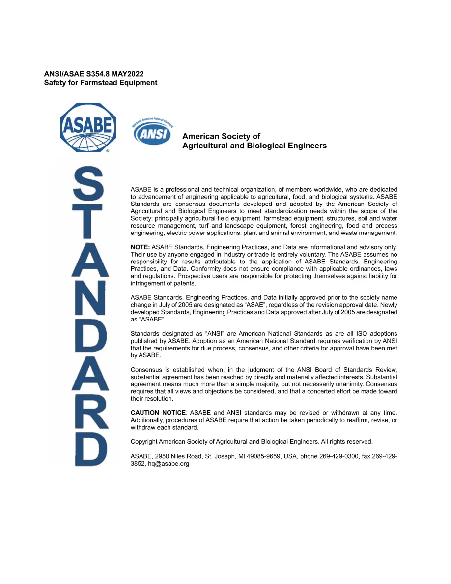 ASAE/ASABE S354.8 ASAE/ASABE S354.8 pdf