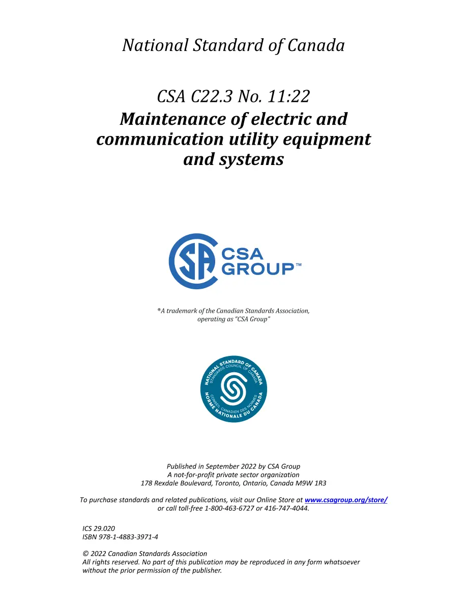 CSA C22.3 No. 11:22 CSA C22.3 No. 11:22 pdf