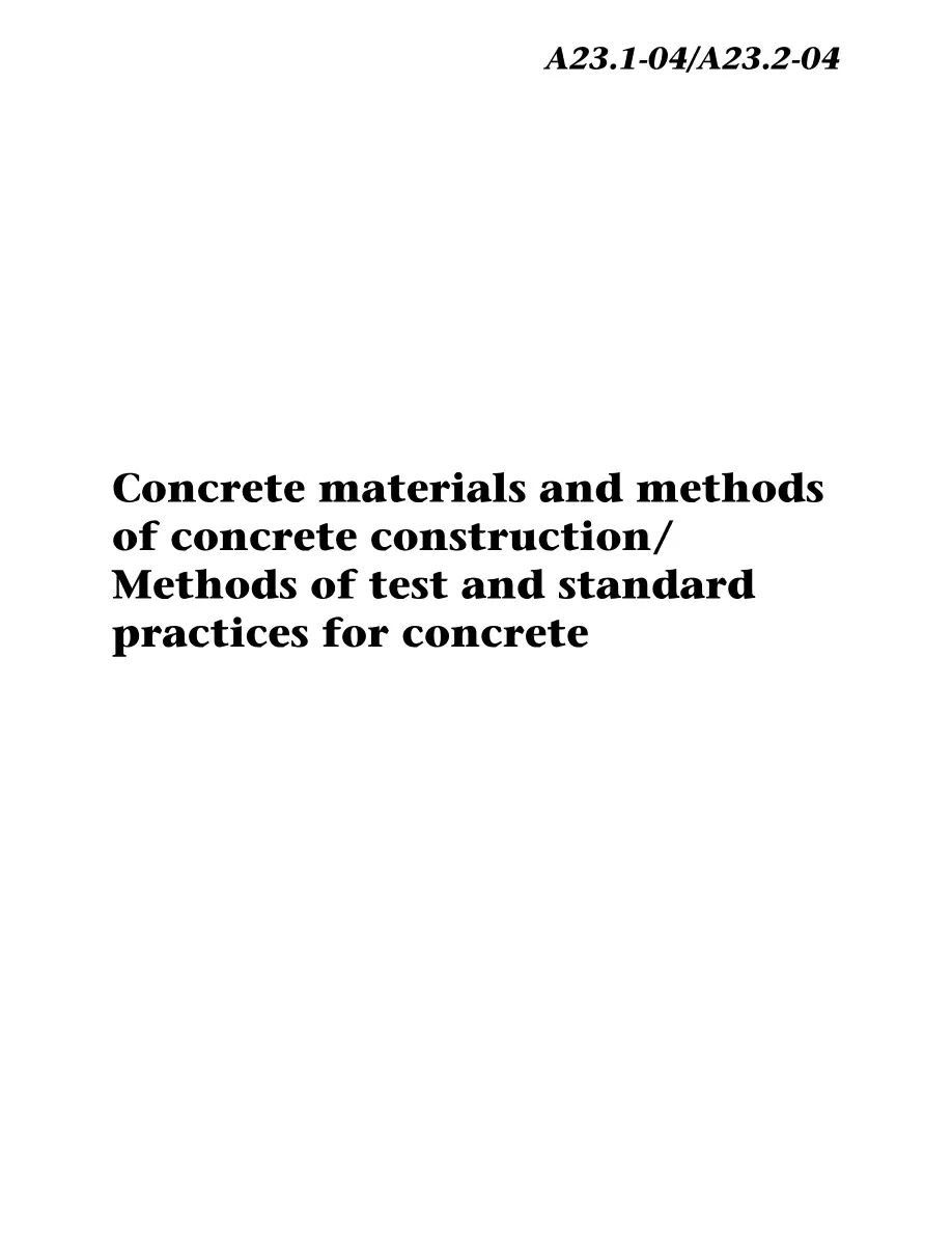 CSA A23.1-04/A23.2-04 CSA A23.1-04/A23.2-04 pdf