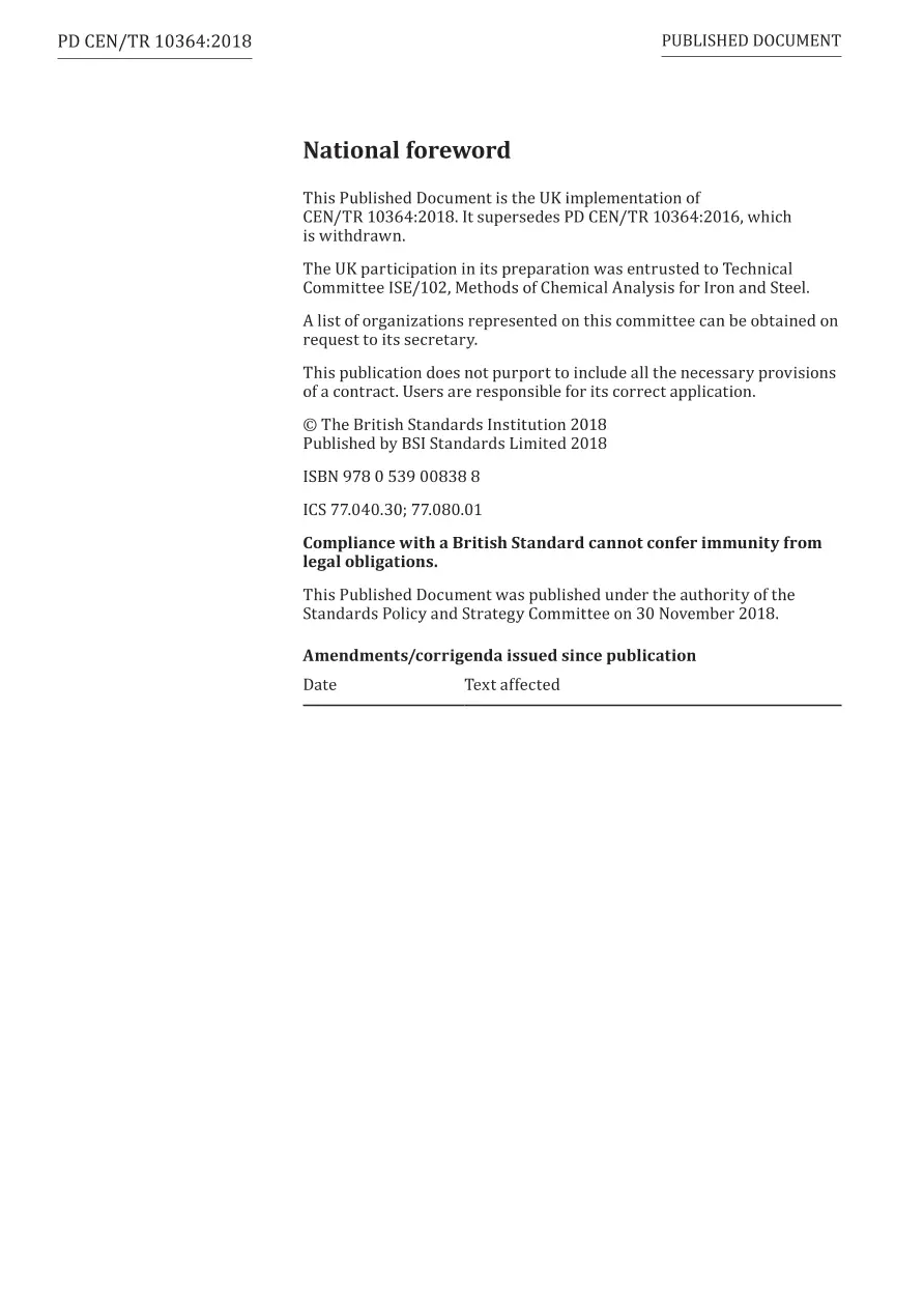 BS PD CEN/TR 10364:2018 BS PD CEN/TR 10364:2018 pdf