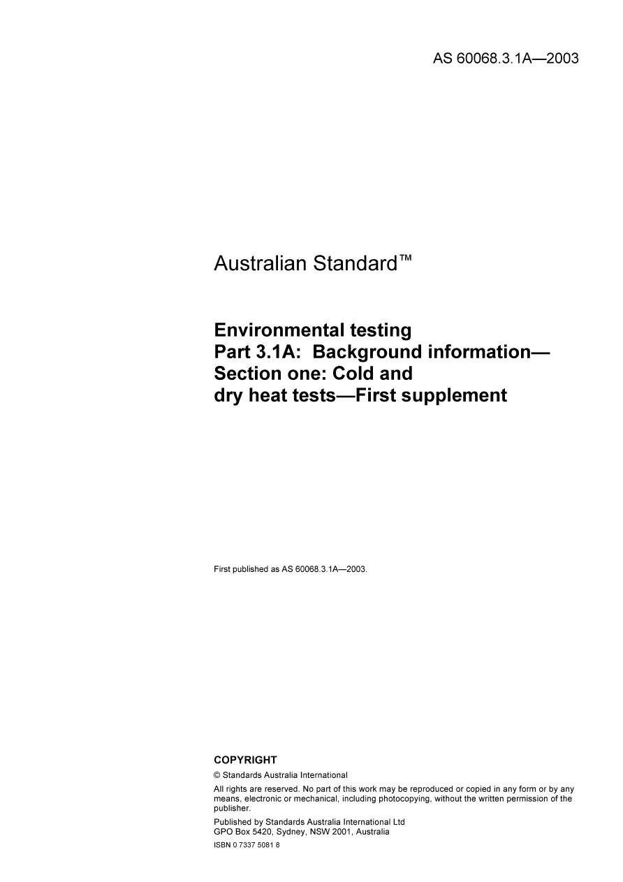 AS 60068.3.1A-2003 pdf