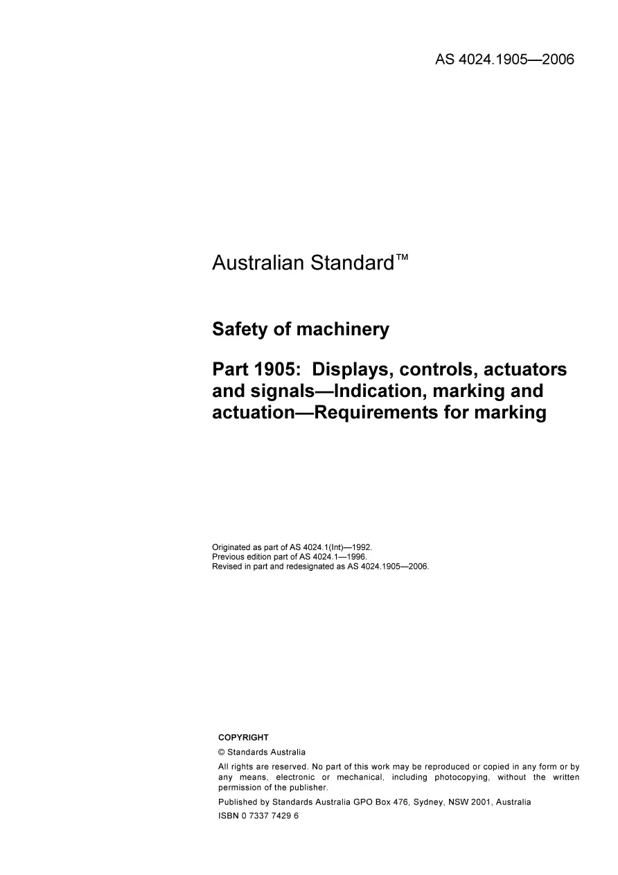 AS 4024.1905-2006 AS 4024.1905-2006 pdf