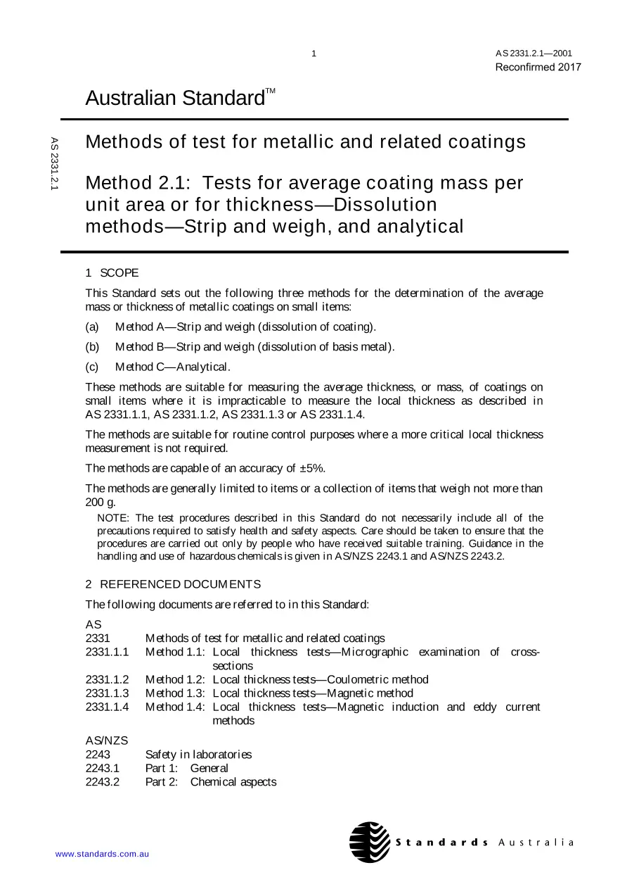 AS 2331.2.1-2001 AS 2331.2.1-2001 pdf