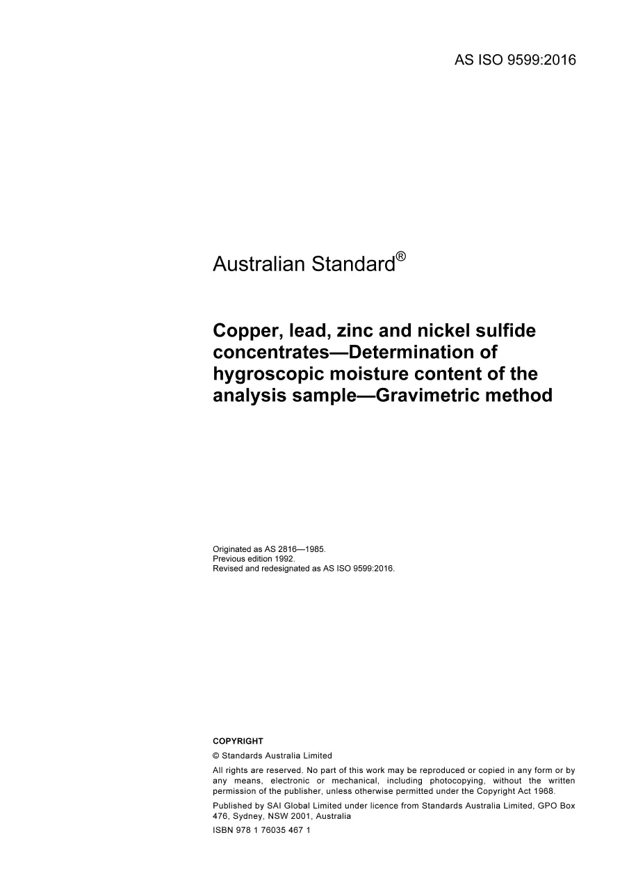 AS ISO 9599:2016 AS ISO 9599:2016 pdf