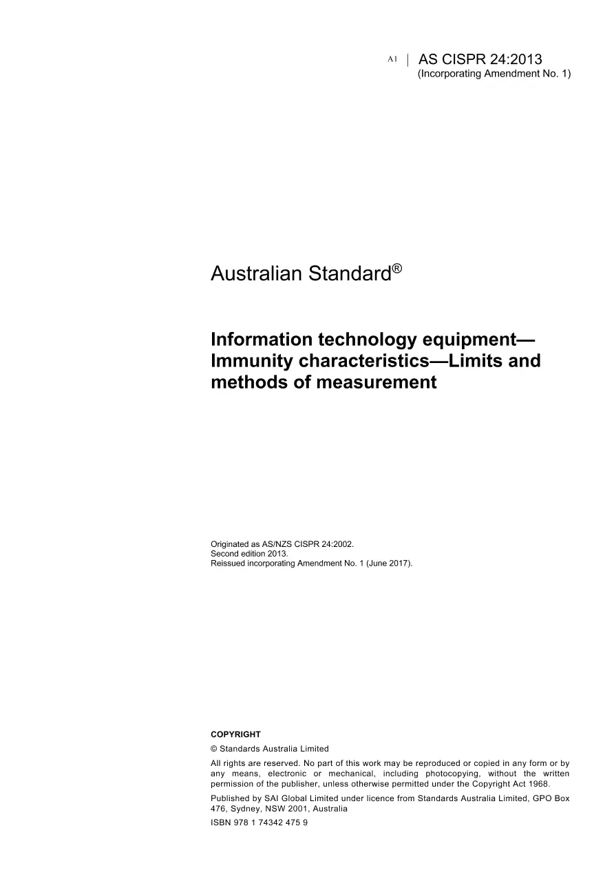 AS CISPR 24:2013 AS CISPR 24:2013 pdf