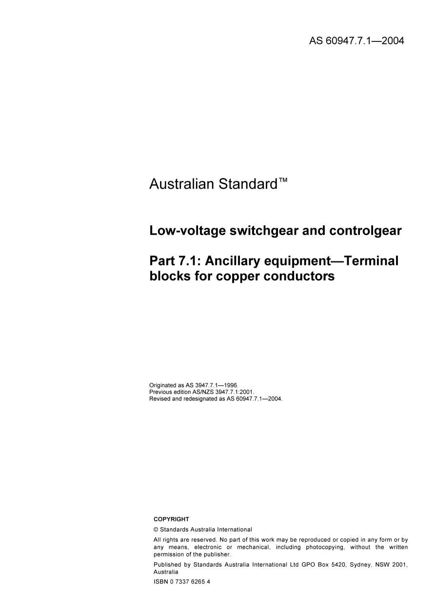 AS 60947.7.1-2004 AS 60947.7.1-2004 pdf