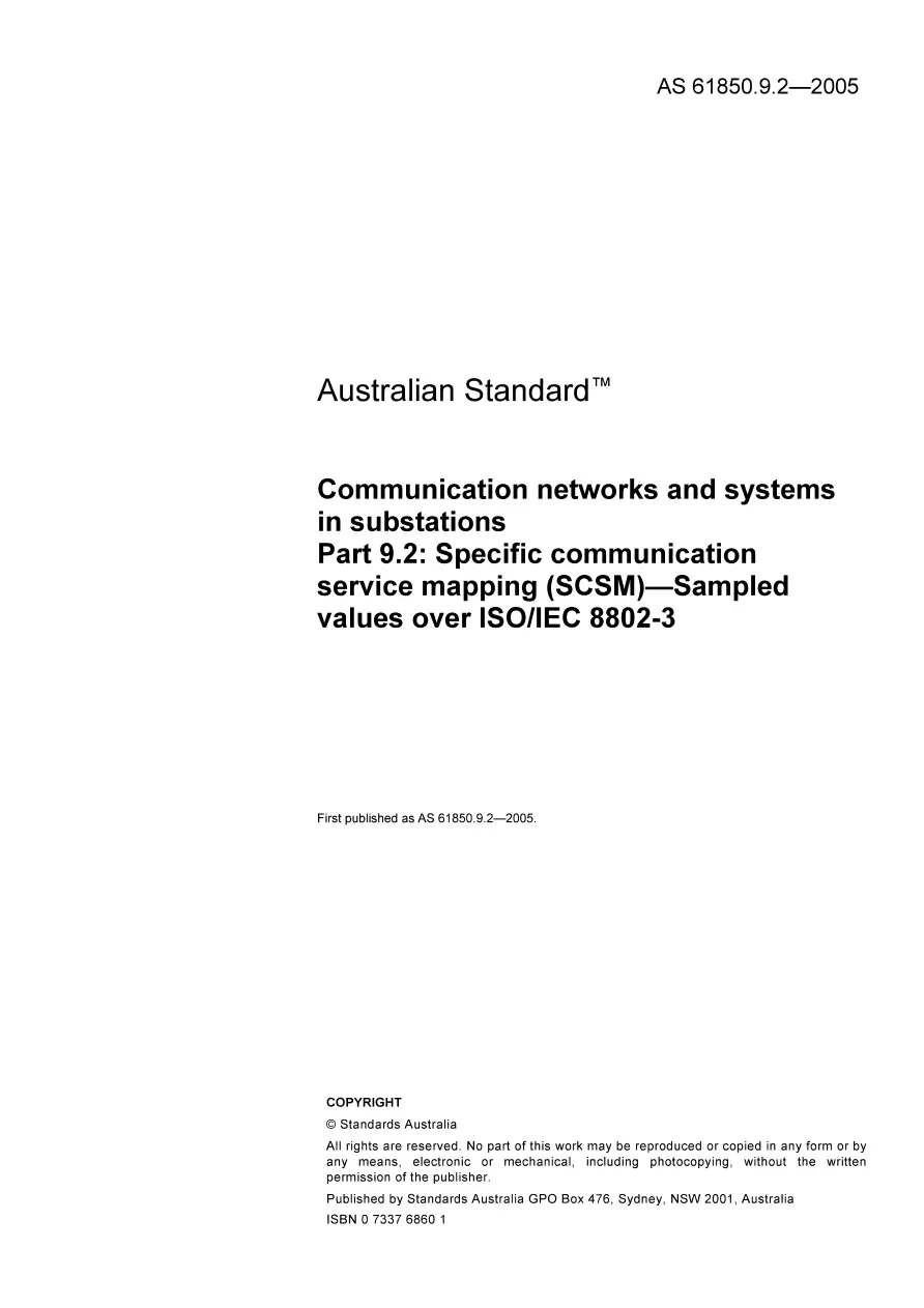 AS 61850.9.2-2005 AS 61850.9.2-2005 pdf
