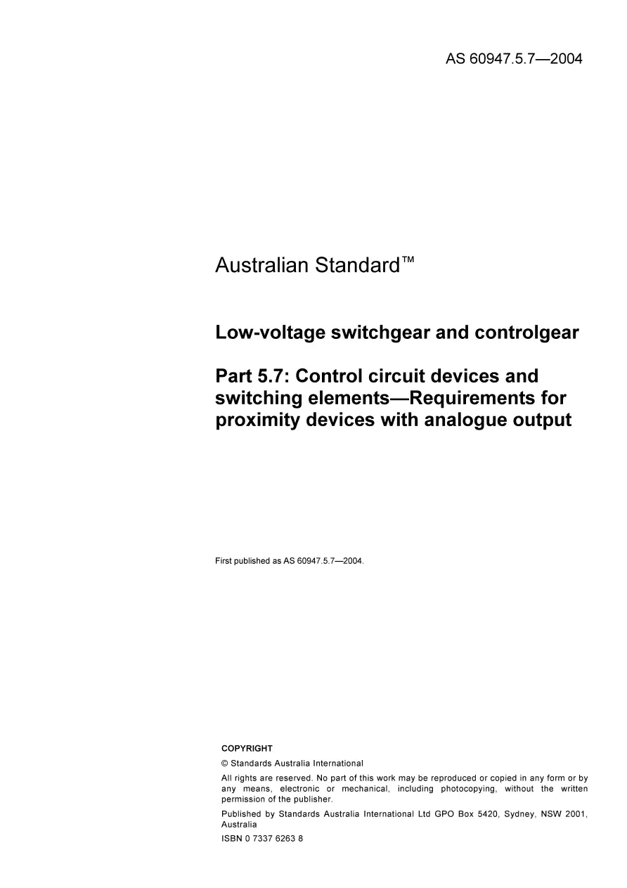 AS 60947.5.7-2004 AS 60947.5.7-2004 pdf