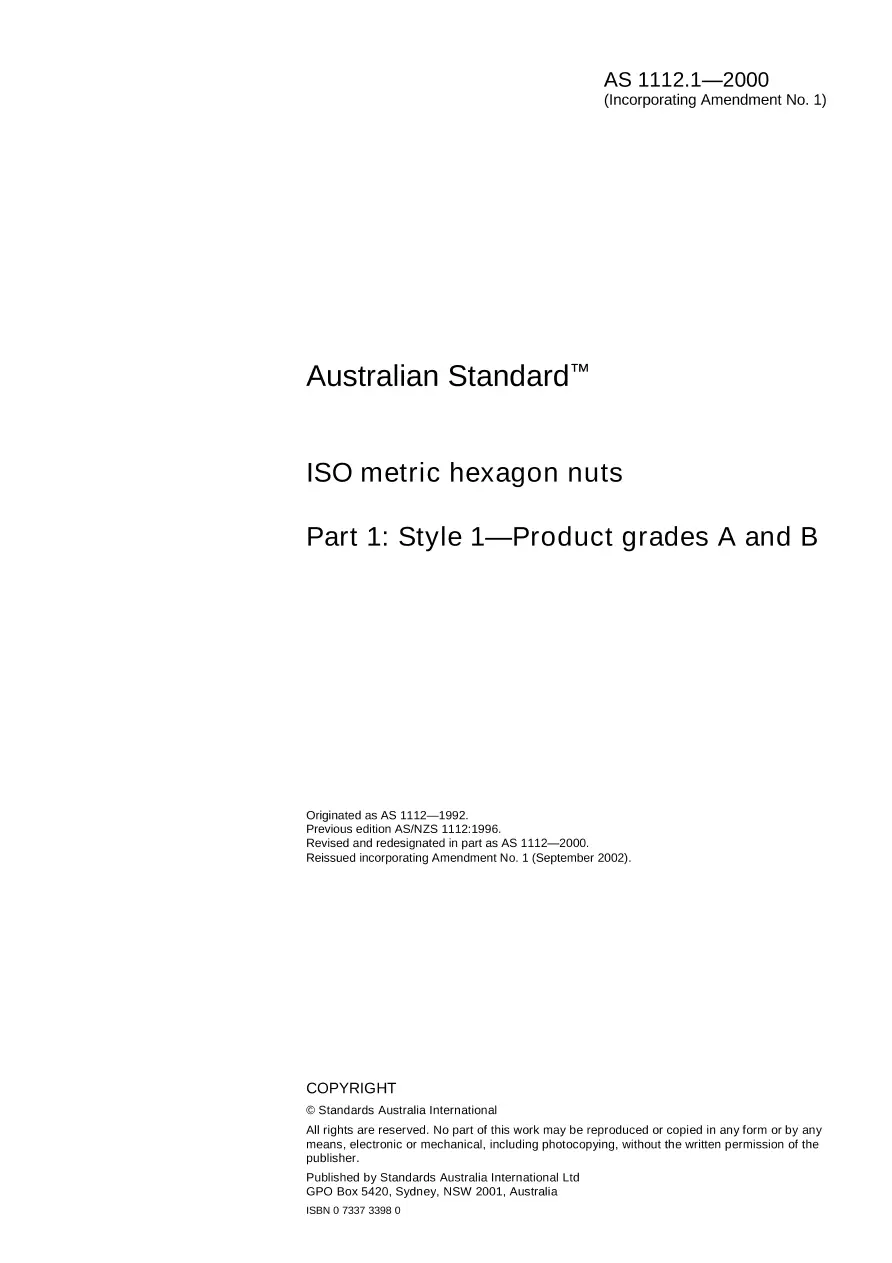 AS 1112.1-2000 AS 1112.1-2000 pdf