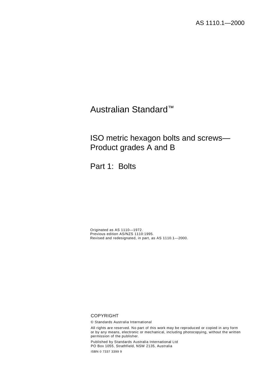 AS 1110.1-2000 AS 1110.1-2000 pdf