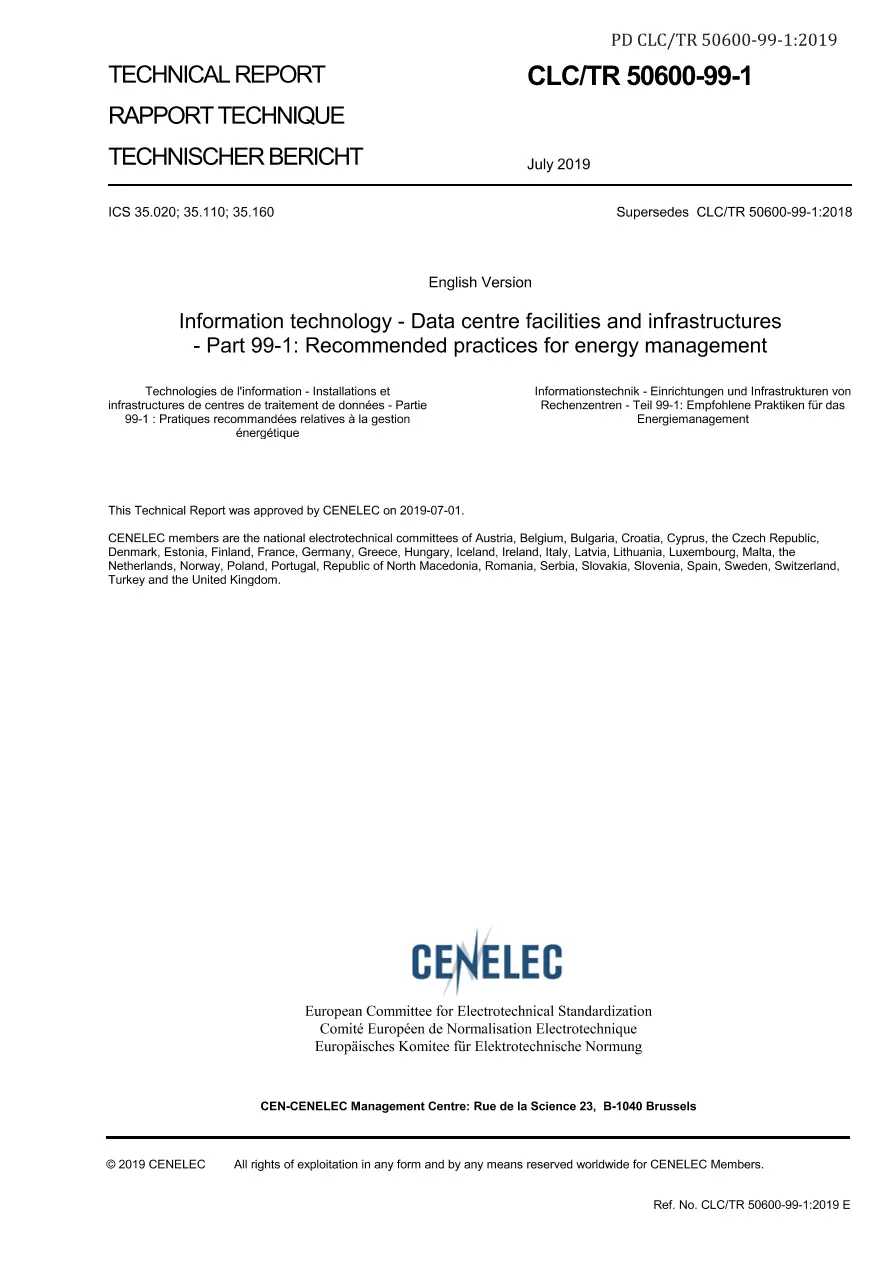 BS PD CLC/TR 50600-99-1:2019 pdf