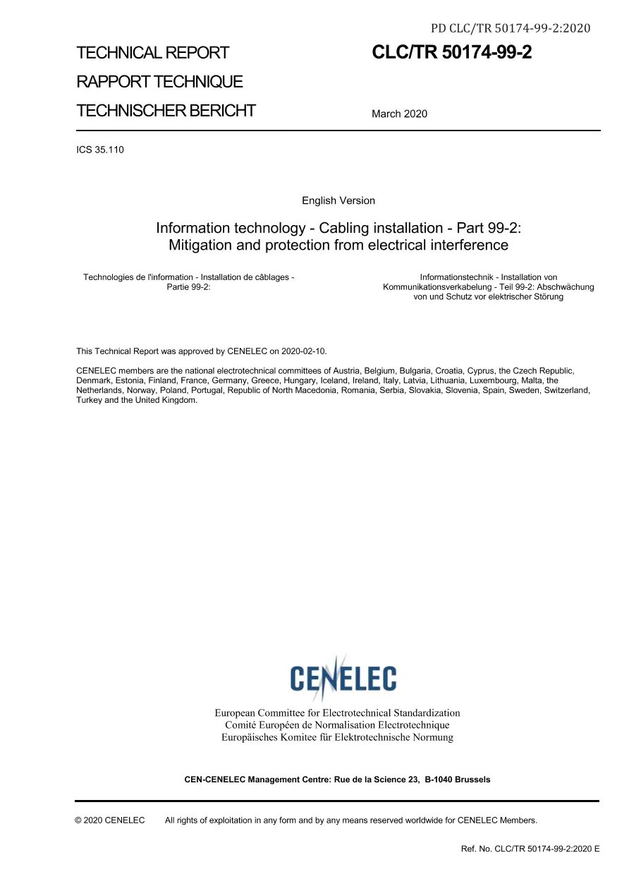 BS PD CLC/TR 50174-99-2:2020 pdf