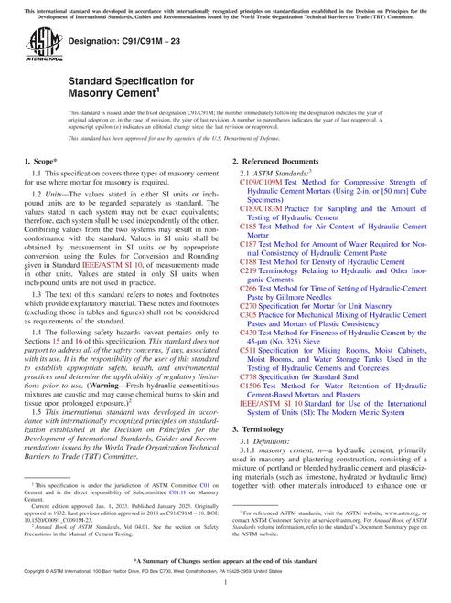 ASTM C91/C91M-23 ASTM C91/C91M-23 pdf