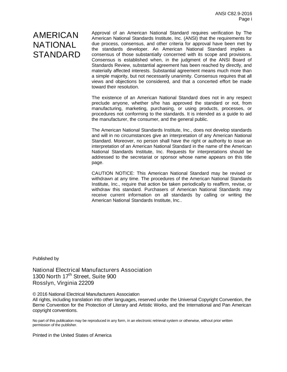 ANSI C82.9-2016 pdf