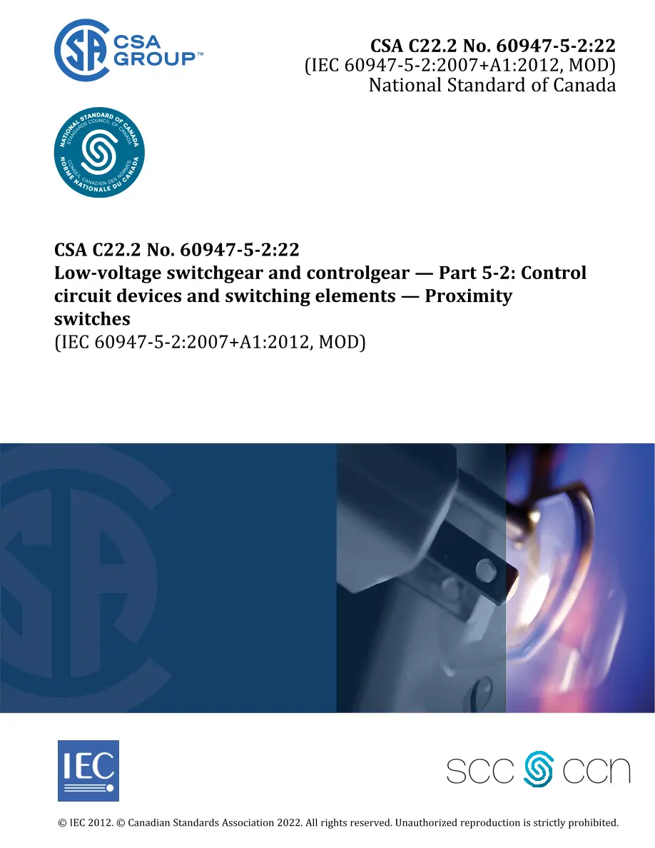CSA C22.2 NO. 60947-5-2:22 CSA C22.2 NO. 60947-5-2:22 pdf