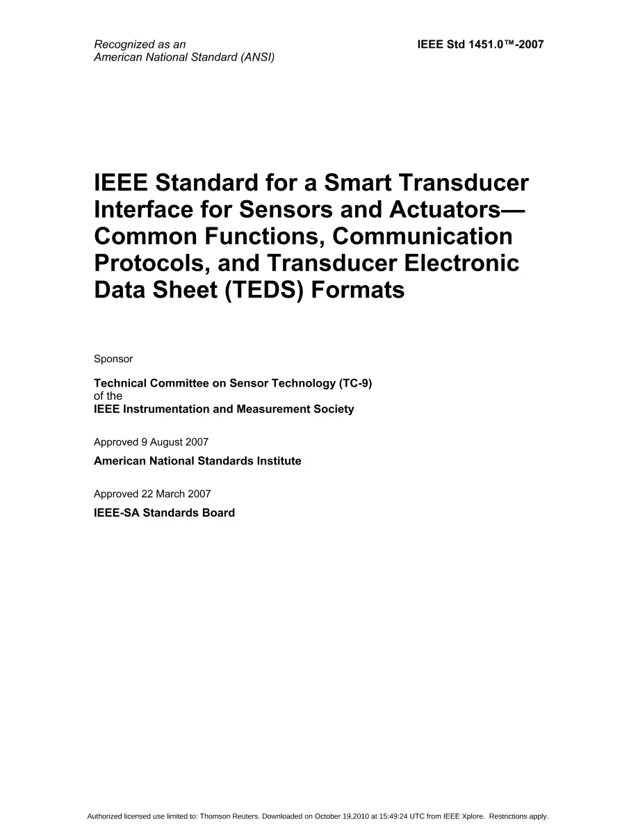 IEEE 1451.0-2007 IEEE 1451.0-2007 pdf