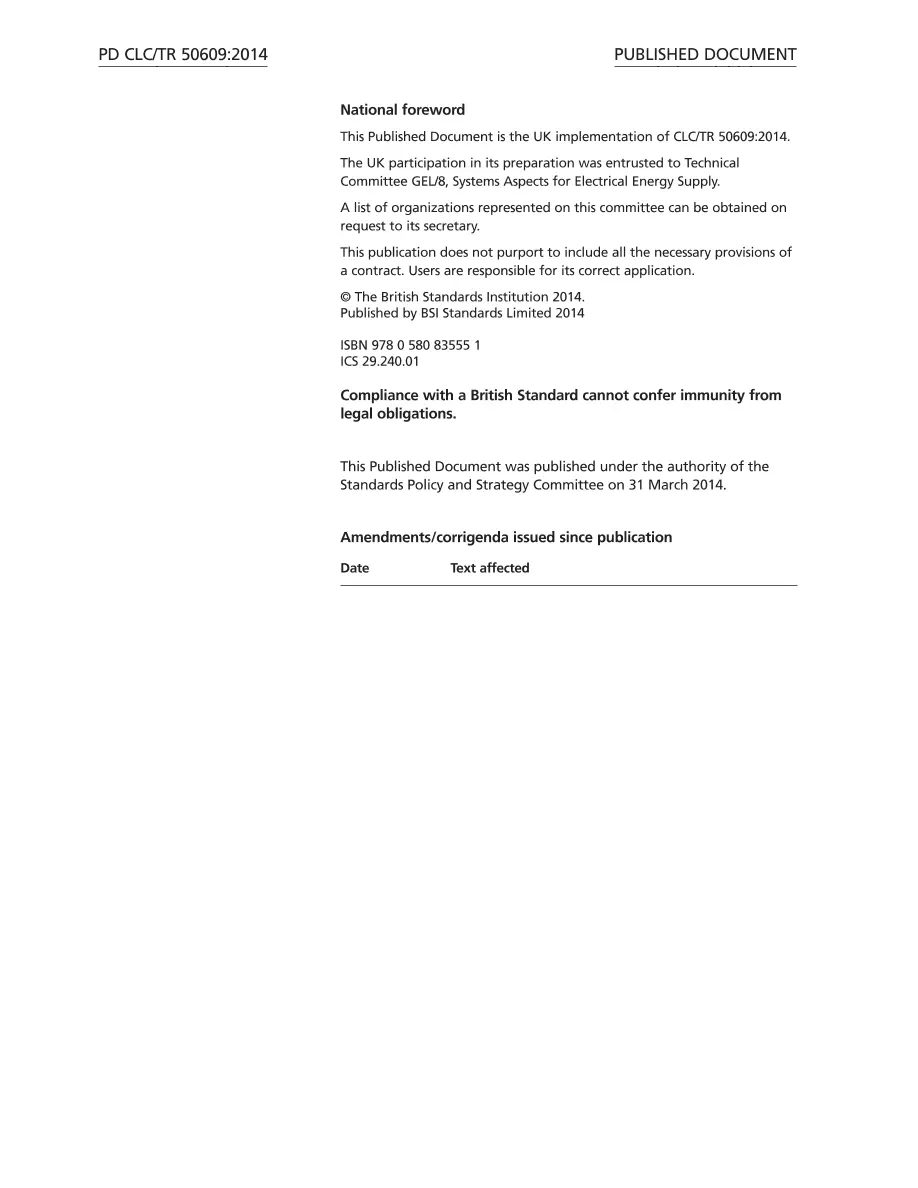 BS PD CLC/TR 50609:2014 pdf