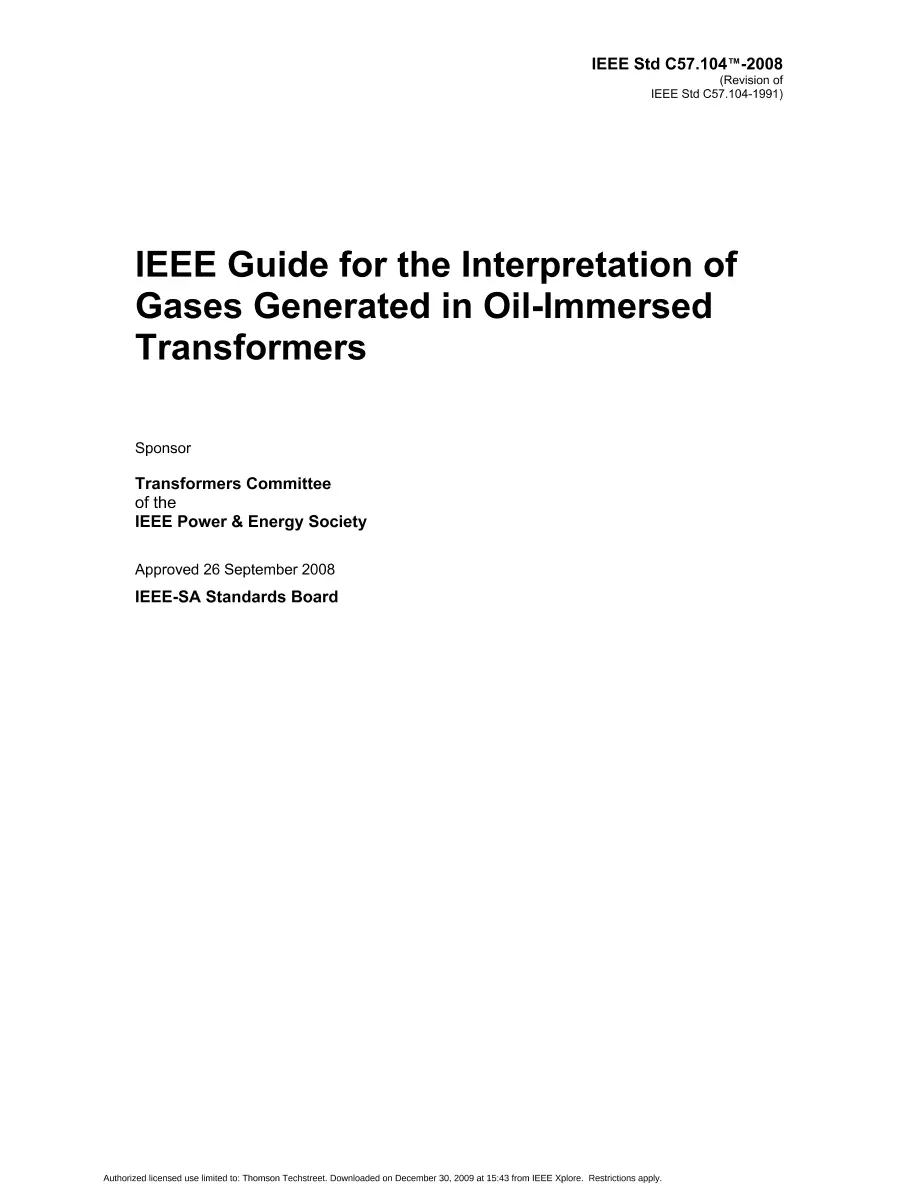 IEEE C57.104-2008 IEEE C57.104-2008 pdf