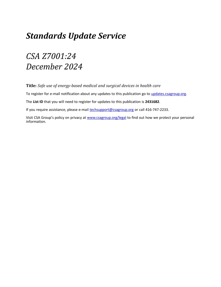 CSA Z7001:24 CSA Z7001:24 pdf