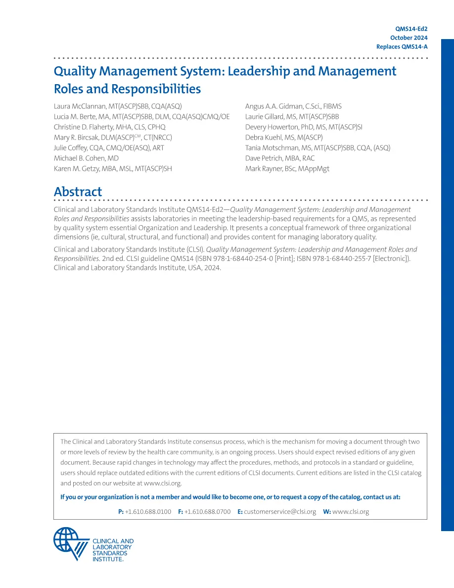 CLSI QMS14 CLSI QMS14 pdf