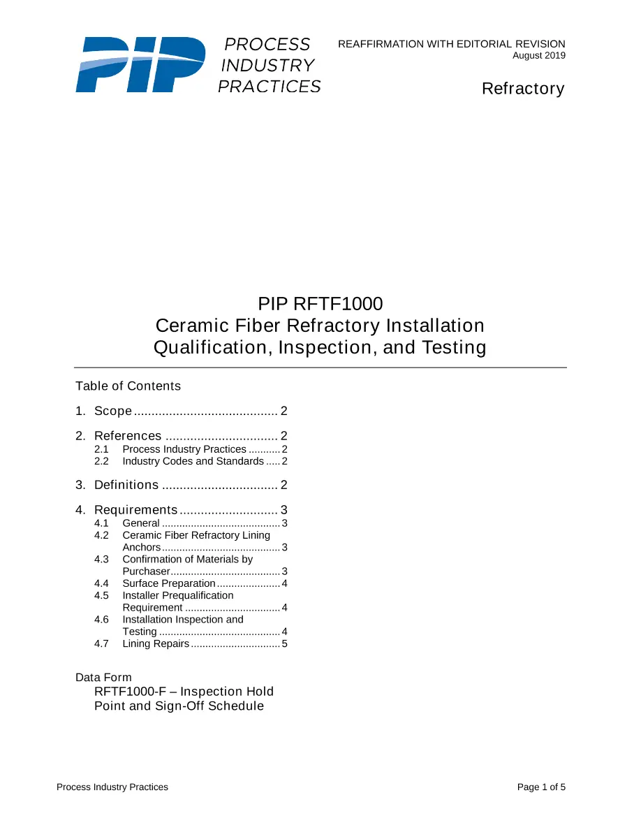 PIP RFTF1000 PIP RFTF1000 pdf