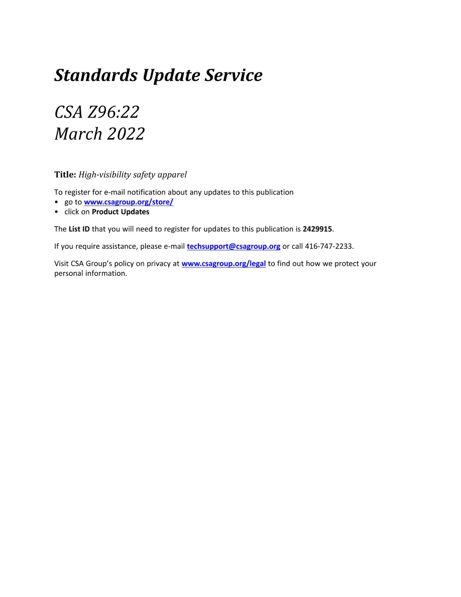 CSA Z96:22 CSA Z96:22 pdf
